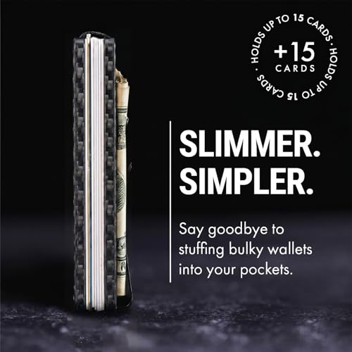 Mountain Voyage Minimalist Wallet for Men - Slim RFID Wallet, Scratch Resistant, Credit Card Holder & Money Clip, Easily Removable Money & Cards (Matte Carbon Fiber) - color: Matte Carbon Fiber