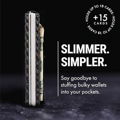 Mountain Voyage Minimalist Wallet for Men - Slim RFID Wallet, Scratch Resistant, Credit Card Holder & Money Clip, Easily Removable Money & Cards (Matte Carbon Fiber) - color: Matte Carbon Fiber