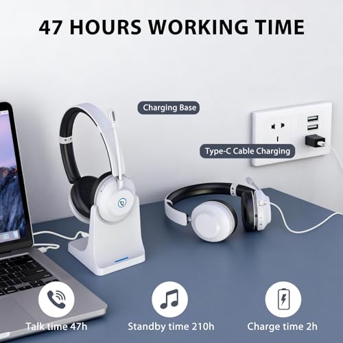 Bluetooth Headset with Microphone, Wireless Headset AI Noise Cancelling