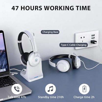 Bluetooth Headset with Microphone, Wireless Headset AI Noise Cancelling
