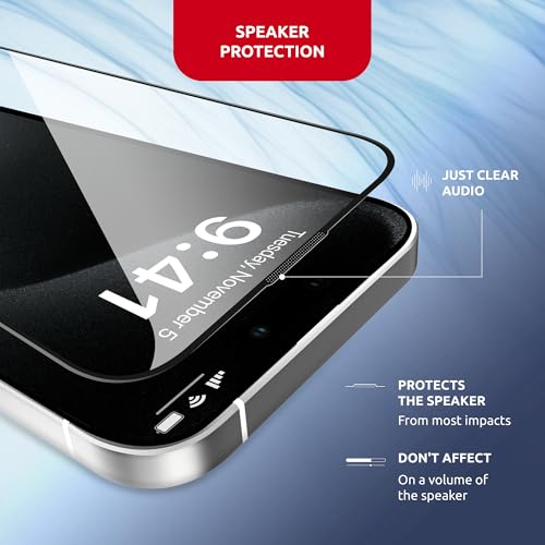 Tempered Glass Screen Protector for iPhone 15 Pro Max – Full Edge-to-Edge Protection 15 Pro Max Screen Protector with Applicator 9H Hardness Oleophobic Coating - Glass For Iphone 15Pro Max - size: for iPhone 15 ProMax