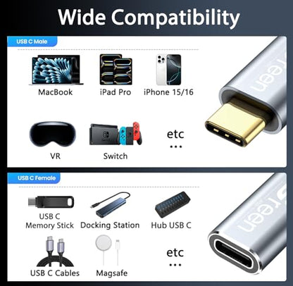 Green Jiss® USB C Extension Cable 6.6ft, 20Gbps/4K@60Hz Video, Heavy Duty USB3.2 Gen2 Extender Male to Female Full Function Ultra-High Speed Transfer USB Type C Extender 240W Fast Charging Cable - size: 6.6 FT