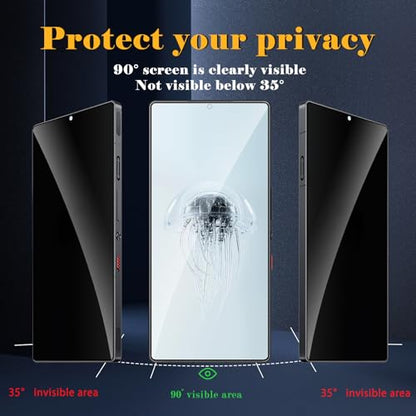 2 Pack Privacy Screen Protector for Nubia Red Magic 10 Pro/Magic 10 Pro+, Tempered Glass Film full Coverage Anti Scratch, Anti-Spy, 9H Hardness, Bubble Free Privacy Screen Protector - size: Nubia Red Magic 10 Pro/10 Pro+