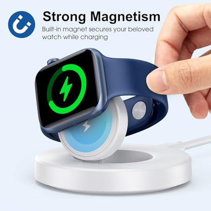 Upgraded for Apple Watch Charger, Foldable Travel Fast Charging Dock - color: White