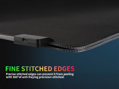 RGB Gaming Mouse Pad-14 Light Modes, Extended Soft LED Mouse Pad, Anti-Slip Rubber Base, Computer Keyboard Large Mousepad Mat, Waterproof Mousepads (25.6 * 11.6 Inch) - color: Black-A