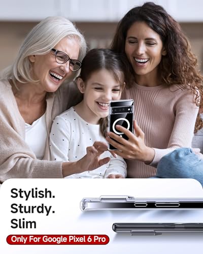 LeYi for Pixel-6-Pro Case: Google Pixel 6 Pro Case [MagSafe Fit], Magnetic with Raised Camera Guard, [Anti-Yellowing] Slim Shockproof Protective Funda para Googlr 6Pro 256GB Smartphone Android, Clear - color: Clear, size: Pixel 6 Pro (6.7 Inch)