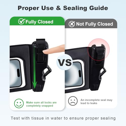 HEYSONG Waterproof Phone Pouch with Touch Screen, Secure Phone Protector for Beach, Kayaking & Water Activities, Fits Large Phones