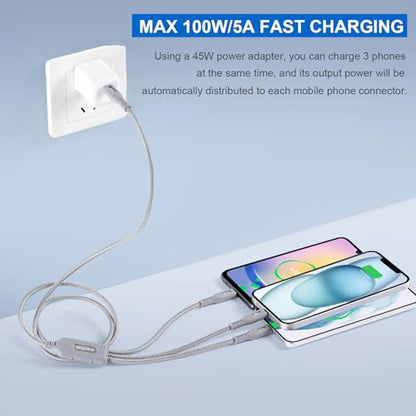 SIQIWO 100W USB C Multi Charging Cable, 4FT-1Pack PD3.0 Fast Charging Cable