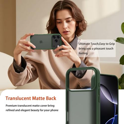 for iPhone 17 pro Case Translucent Matte Phone Cover, [10 FT Military Grade Drop Protection] Slim Durable Shockproof Protective Bumper (Green, iPhone 17 pro) - color: Green, size: iPhone 17 pro