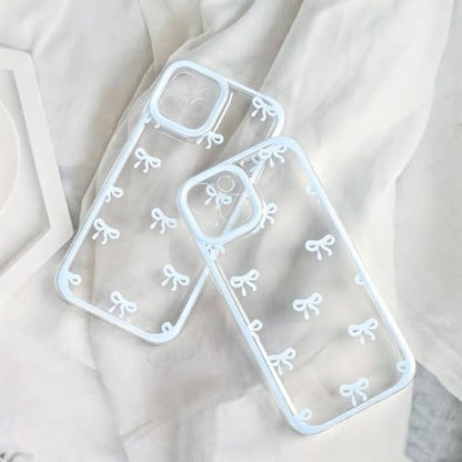 Compatible with iPhone 14 Pro Printed Blue Ribbon Bow Clear Phone Case, Shockproof TPU Protective for iPhone Cases Phone Cover - color: A2-Blue, size: iPhone 14 Pro