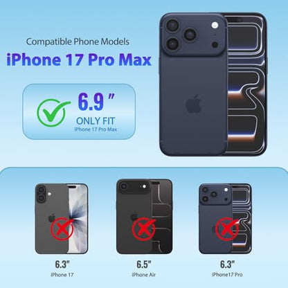XcaseBar compatible with iPhone 17 Pro Max 6.9" Wallet case with Zipper Credit Card Holder【RFID Blocking】,Flip Folio Book PU Leather Phone case Shockproof Cover Women Men for Apple 17 ProMax case Blue - color: Blue, size: iPhone 17 Pro Max 6.9"