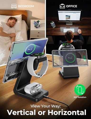 Magnetic Wireless Charger for Samsung, 3 in 1 Mag-Safe Charging Station for Galaxy Watch Ultra/8/7/6, Galaxy Watch Charger, Mag-Safe Charger for S26 Ultra S25 S24 S23 S22/ Z Fold7/ Flip7, Galaxy Buds