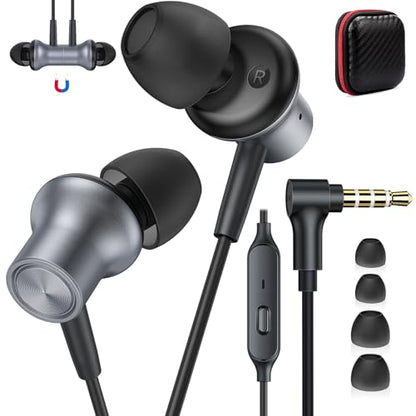 ASKUBSKU Wired Earbuds 3.5mm Headphones for Chromebook Laptop PC, Grey - color: Grey