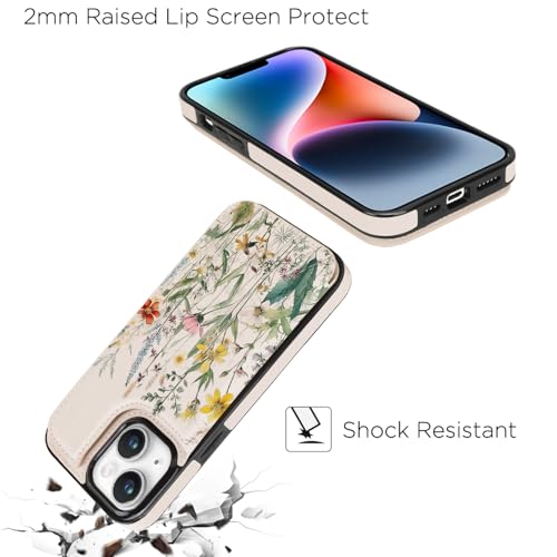 uCOLOR for iPhone 13/14 Wallet Case with Card Holder Desert Flowers | PU Leather RFID Blocking for Women Men Magnetic Clasp Kickstand 6.1" - color: Desert Flowers