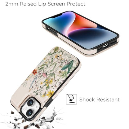 uCOLOR for iPhone 13/14 Wallet Case with Card Holder Desert Flowers | PU Leather RFID Blocking for Women Men Magnetic Clasp Kickstand 6.1" - color: Desert Flowers