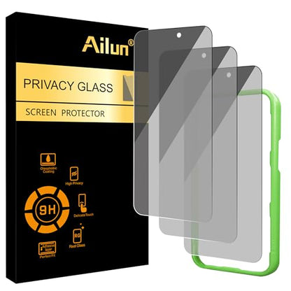 Ailun 3 Pack Screen Protector for iPhone 17 [6.3 inch] + 3 Pack Camera Lens Protector with Installation Frame and 3 Pc Privacy Screen Protector for iPhone 17