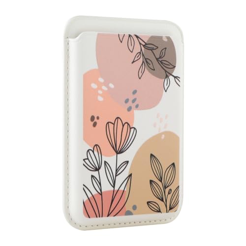 Compatible with MagSafe Wallet, Cute Floral Flower Pattern, Beige - color: Beige Floral