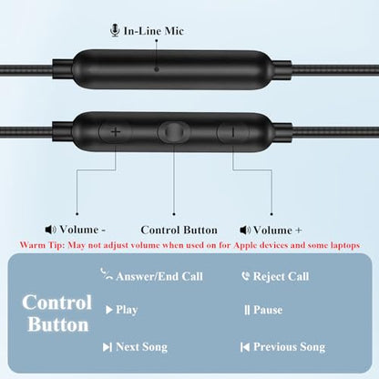 Wired Earbuds 3.5mm 90 Degree Angled Plug EarHook Sport Over Ear Headphones