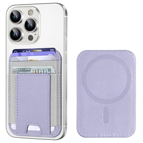 Upgraded for Magsafe Wallet, 7 Card Holder, RFID Blocking, Strongest Magnet | Magnetic Wallet for iPhone 17/16/15/14/13/12 Series, for iPhone Magsafe Wallet with 2 Card Slots, Vegan Leather, Light Purple - color: Light Purple-Upgraded
