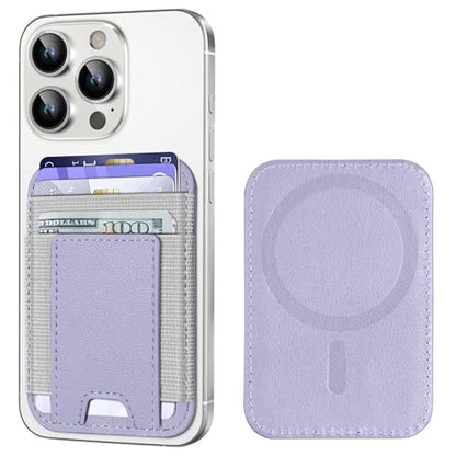 Upgraded for Magsafe Wallet, 7 Card Holder, RFID Blocking, Strongest Magnet | Magnetic Wallet for iPhone 17/16/15/14/13/12 Series, for iPhone Magsafe Wallet with 2 Card Slots, Vegan Leather, Light Purple - color: Light Purple-Upgraded