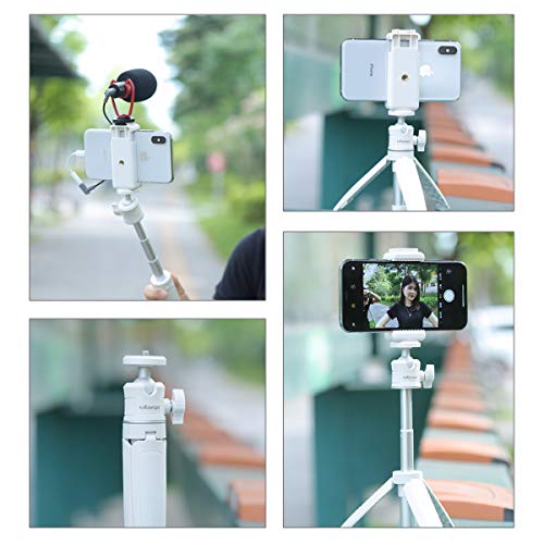 ULANZI Extension Pole Tripod Mini Selfie Stick Stand Handle Grip Vlogging - color: White