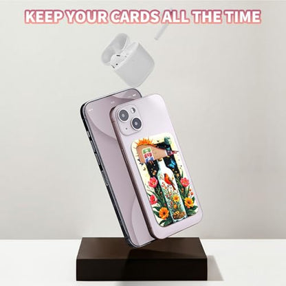 Phone Credit Card Holder Stick on, Cell Phone Pocket Self Adhesive Stretchy Stick on Wallet ID Credit Card Case Pouch Sleeve with Flap for All Smartphones, Drift Bottle Flowers - color: Drift Bottle Flowers