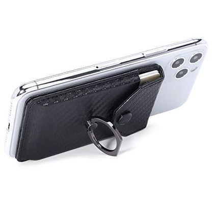 Self Adhesive Phone Card Wallet with Ring Stand Flip Cover, Black B - color: Black B
