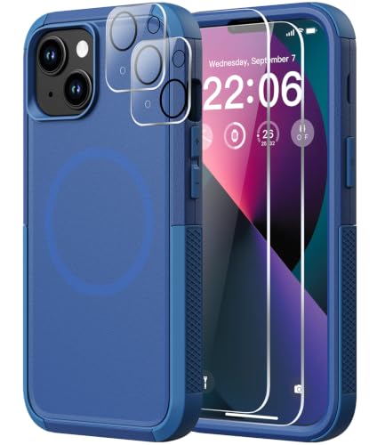 Diverbox for iPhone 13 Case [Compatible with MagSafe] [with Screen Protector ] [Shockproof] [Dropproof] Heavy Duty Protection Phone Case for Apple i Phone 13 (Blue) - color: Blue, size: iPhone 13