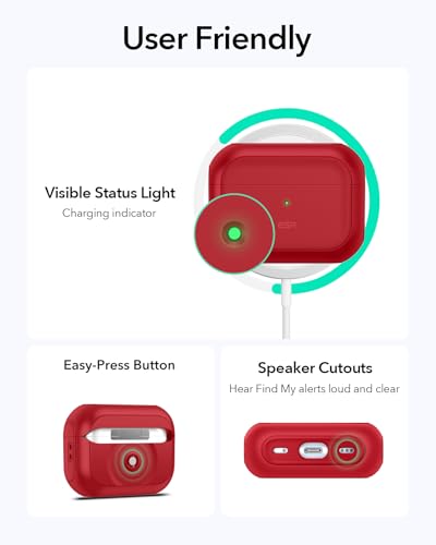 ESR for AirPods Pro 2 Case, Compatible with MagSafe, Dark Red - color: Red, size: AirPods Pro 2&1 Case