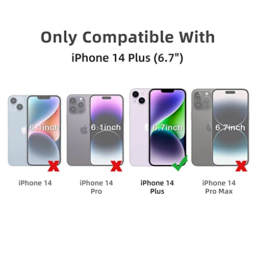 5 in 1 Clear Case for iPhone 14 Plus 6.7", with 2-Pack Screen Protector and Camera Lens Protector, Non-Yellowing Shockproof Bumper Phone Cover, Full Coverage Tempered Glass Film - size: FOR iPhone 14 Plus