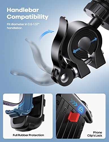 Lamicall Bike Phone Holder Motorcycle Mount - One-Hand Operation, Lockable - color: Black