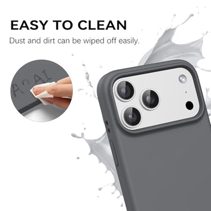 GUAGUA Compatible with iPhone 17 Pro Max Case 6.9 Inch Liquid Silicone Soft Slim Thin Microfiber Lining Cushion Texture Cover Shockproof Protective Phone Case for iPhone 17 Pro Max, Natural Titanium - color: Natural Titanium, size: iPhone 17 Pro Max