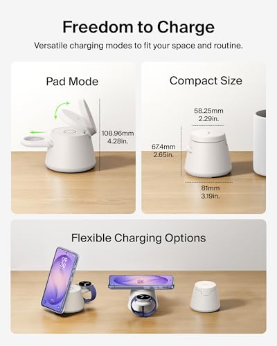Belkin Qi2.2 25W Magnetic Wireless Charging Station, 3 in 1 Samsung Charger - color: Sand
