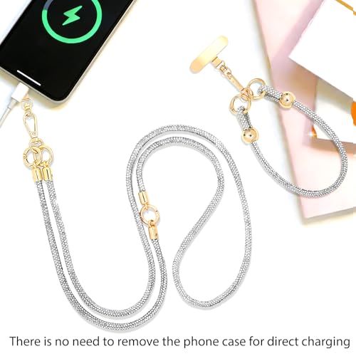 Crystal Phone Lanyard Crossbody and Wrist Strap Lanyard Rhinestone Anti-Theft Phone Strap Phone Neck Strap for Women - color: Clear Crystal