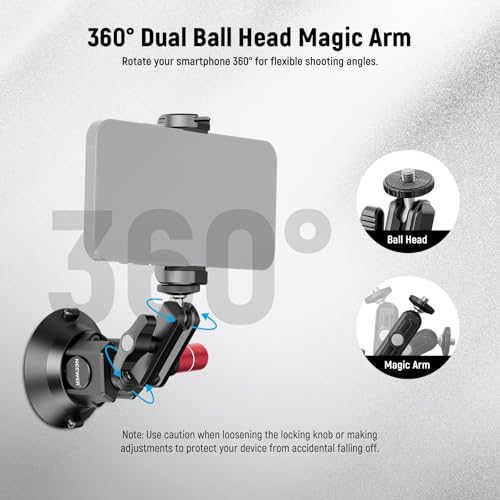 NEEWER 3" Suction Cup Camera Mount Bracket with Ball Head Magic Arm, CA104 - style: CA104