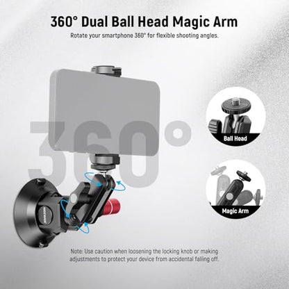 NEEWER 3" Suction Cup Camera Mount Bracket with Ball Head Magic Arm, CA104 - style: CA104