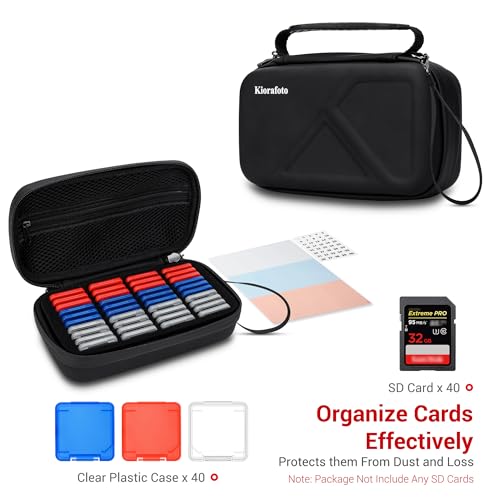 Kiorafoto EVA PU SD Card Case with 40PCS Individual Plastic SD Card Holder - size: for 40 SD
