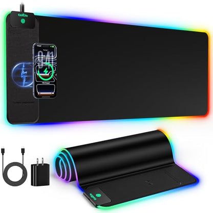 15W Wireless Charging RGB Gaming Mouse Pad with 20W Adapter, 31.5"x11.8" - color: RGB Left-Touch Control-31.5"x11.8"-with Adapter