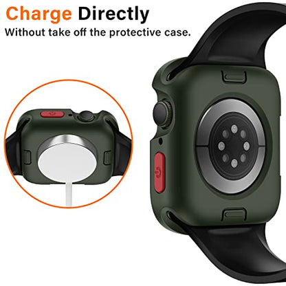 Amizee Rugged Case Compatible with Apple Watch Case Series 9/8/7 41mm SE 3/2/1 Series 6/5/4 40mm, Soft TPU Shockproof Bumper Drop Proof Protective Cover Compatible with iWatch - Army Green - color: Army Green, size: 40mm/41mm