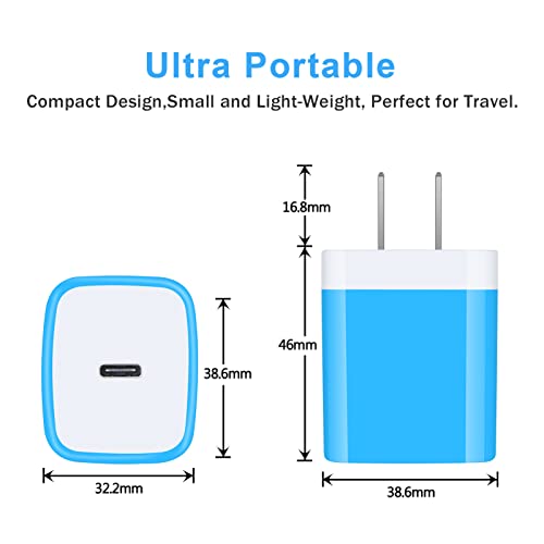 USB C Box,GiGreen 20W Fast Wall Charger Plug Cube Power Adapter for Samsung - color: 1-blue