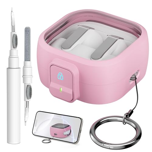 for Samsung Galaxy Buds 4/Buds 4 Pro Case (2026) with Secure Safety Lock Clip,Shockproof Scratch-Resistant TPU Transparent Soft Shell Protective Cover Accessories with Carabiner/Cleaning Kit(Pink) - color: Pink