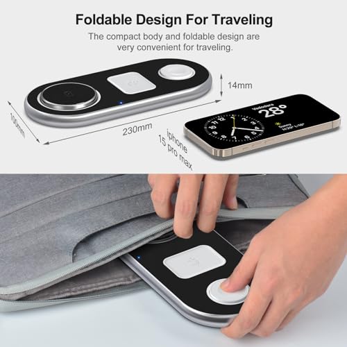 3 in 1 Charging Station for Apple Devices, Faster Mag-Safe Charger Stand, Magnetic Wireless Charger Station for iPhone 17 16 15 14 13 12 Pro Max Plus, Apple Watch iwacth & AirPods, Adjustable Angle - color: Crystal Silver