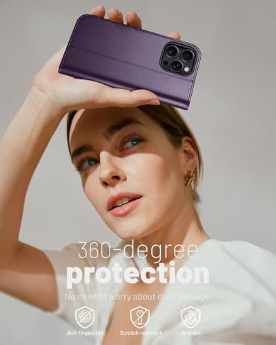 OCASE Compatible with iPhone 16 Pro Wallet Case, PU Leather Flip Folio Case with Card Holders RFID Blocking Kickstand [Shockproof TPU Inner Shell] Phone Cover 6.3 Inch 2024, Dark Purple - color: Dark Purple