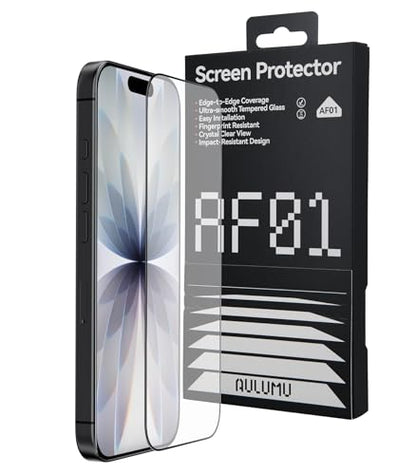 Aulumu AF01 iPhone 17/iPhone 16 Pro Screen Protector | Eco-Bubble-and-Dust-Free Box | Scratch & Smudge Resistant | HD Tempered Glass | Military Grade Shatterproof & Ultra Durable | Easy Installation - size: iPhone 16 Pro/iPhone 17