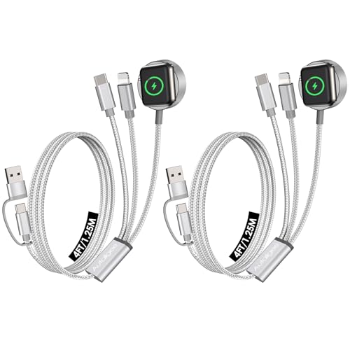 2Pack Travel Essentials,Multi Charging Cable for Apple Watch Charger White - color: White, size: 2Pack-4FT