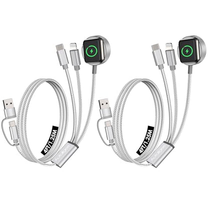 2Pack Travel Essentials,Multi Charging Cable for Apple Watch Charger White - color: White, size: 2Pack-4FT