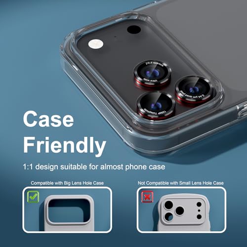 Compatible with iPhone 17 Pro Max/17 Pro Camera Lens Protector - color: Black + Red