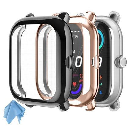 Fintie 3 Packs Case Compatible with Amazfit Bip U Pro/S/Lite/1S/GTS 2 Mini - color: Black+Clear+Rose Gold