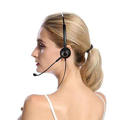 One Ear Mono Headphone, Call Center Headset with Mic Rear Mounted Noise Canceling Customer Service Headset 3.5mm Single Plug Telephone Headphone