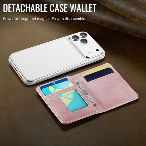 Vinich for MagSafe Wallet Magnetic RFID Blocking Card Holder, Rose Pink - color: Rose Pink